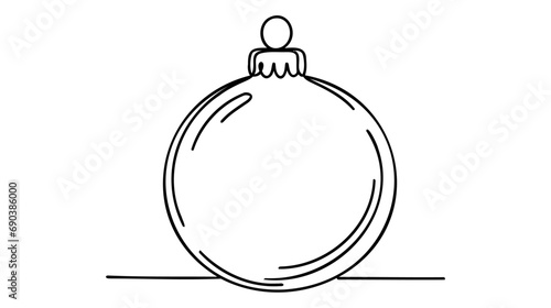 Continuous one line drawing Christmas Ball. Christmas tree decoration by one line.