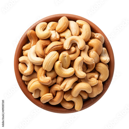 Cashew nuts heap isolated on transparent or white background