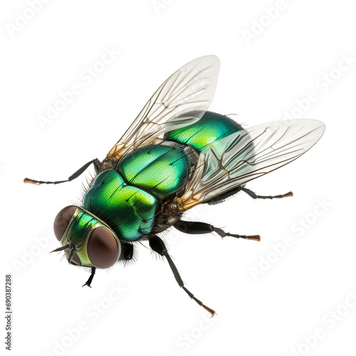 Common green bottle fly standing , isolated on transparent background