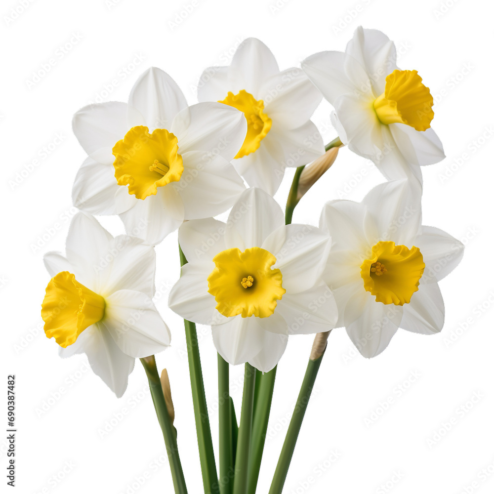Narcissus beauties transparent white background