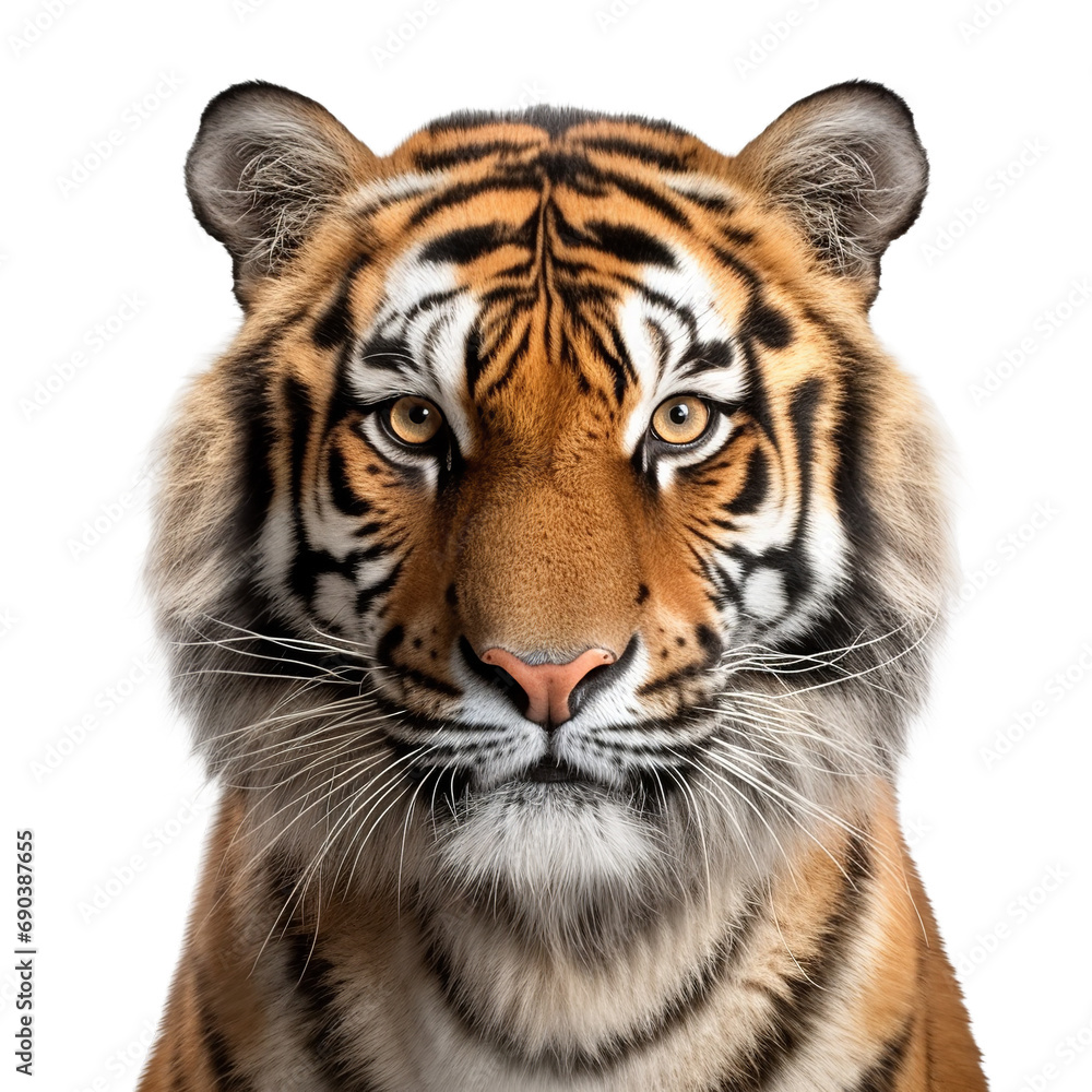 Fototapeta premium Tiger face shot isolated on transparent background