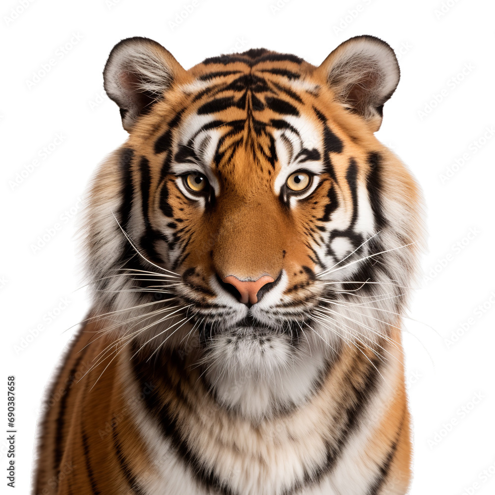Tiger face shot isolated on transparent background Tiger face shot isolated on transparent background
