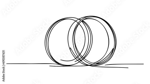 One continuous line drawing of Wedding rings. Romantic elegance concept and symbol proposal engagement and love marriage in simple linear style. photo