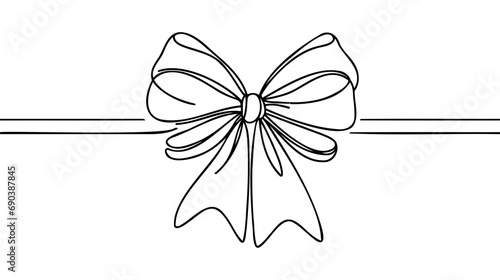 Decorative ribbon bow in continuous line art drawing style