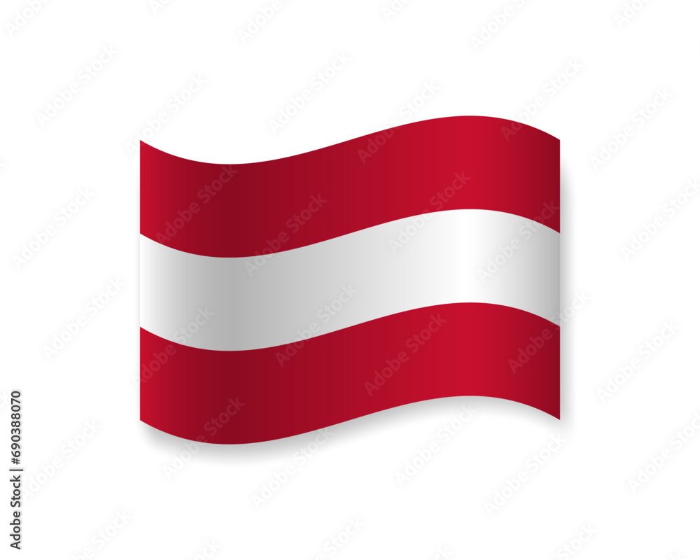 Flag of Austria flat icon. Wavy vector element with shadow underneath. Best for mobile apps, UI and web design. Flag of Austria flat icon. Wavy vector element with shadow underneath. Best for mobile apps, UI and web design.
