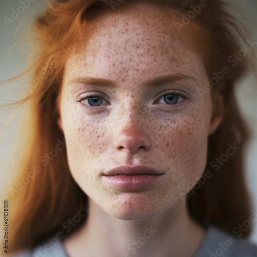 Authentic Portrait of a Woman with Freckles, Embracing Perfect Imperfection