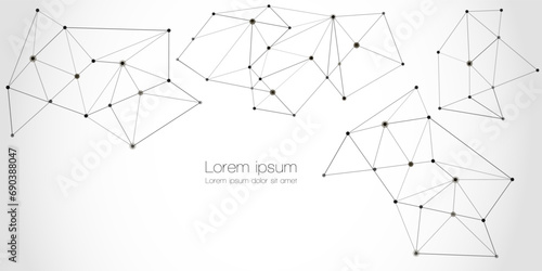 Abstract technology Network nodes, digital connection background with polygonal shapes on white Vector. science technology, data structure, connected points, web.