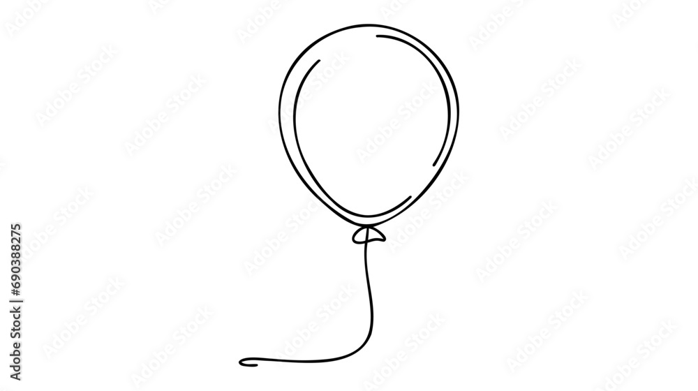 Single continuous line art balloon. Holiday festive present gift concept. Single continuous line art balloon. Holiday festive present gift concept.