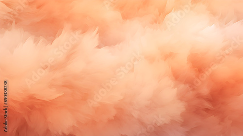 Peach fuzz background with peachy clouds creating abstract and tranquil dreamscape. Cloud texture in pastel tones, expression of calm. Delicate waves of fluffy clouds, painted in gentle peach palette photo