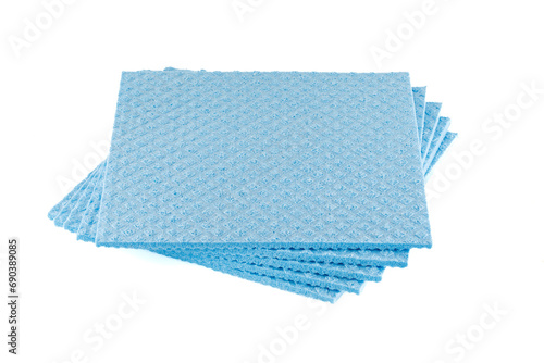 Sponge cloth for cleaning Isolated on white background. Kitchen wipe cloth. Cellulose sponges. Set of sponge wipes for cleaning. photo