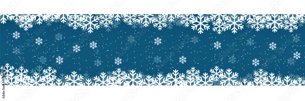 Beautiful banner with snowflakes on blue background Beautiful banner with snowflakes on blue background