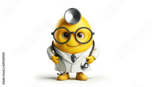 Witty illustrations of lemon as doctor  complete with lab coats  stethoscopes  and spectacles  showcasing healthcare themes