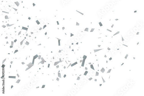 Silver glitter confetti on a white background. Decorative element.