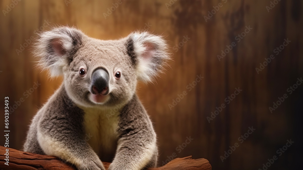 Portrait of a sweet koala on a brown background Portrait of a sweet koala on a brown background