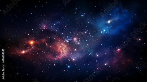 the universe is shown in an abstract background, in the style of ethereal cloudscapes, light red and dark blue, high resolution, accurate and detailed, interstellar nebulae