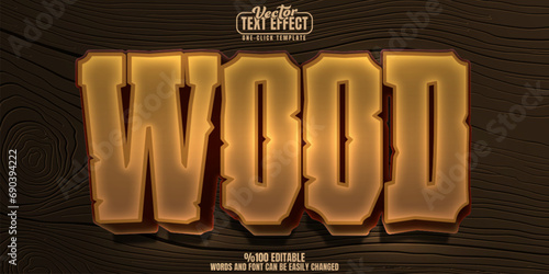 Wood editable text effect, customizable tree and lumber 3D font style