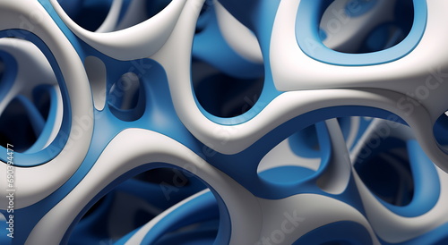 A close up of a blue colored pattern. Focus on joints photo