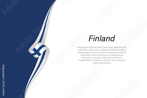 Wave flag of Finland with copyspace background.