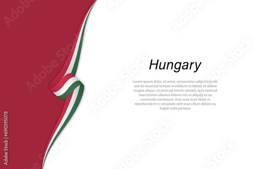 Wave flag of Hungary with copyspace background.