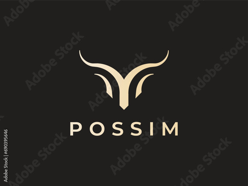 abstract premium bull logo design