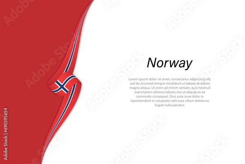 Wave flag of Norway with copyspace background photo