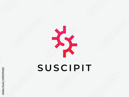 letter S solar sun logo design photo