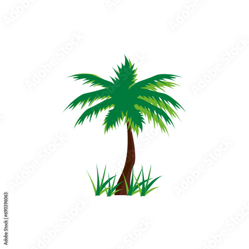 Palm Tree Illustration with Grass