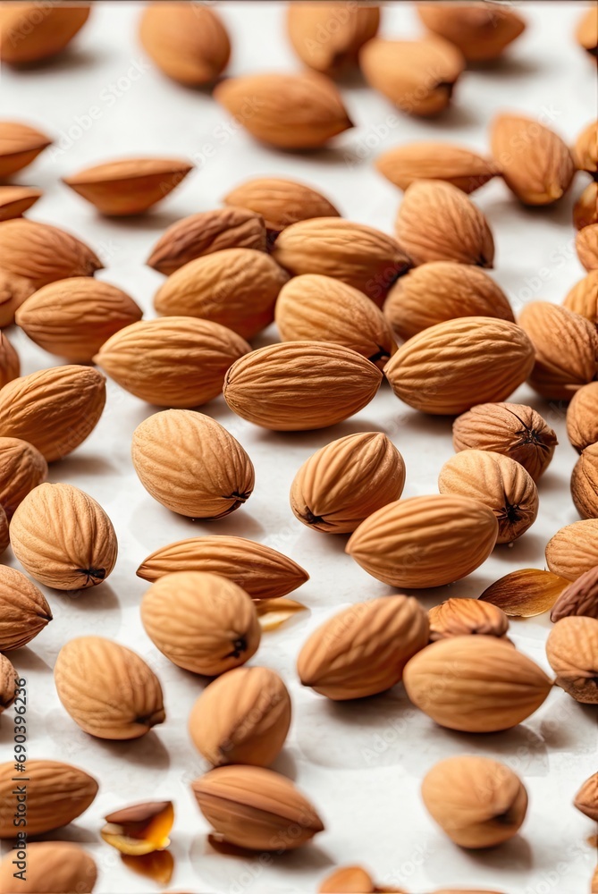 Almonds, isolated, white background, superfood Almonds, isolated, white background, superfood