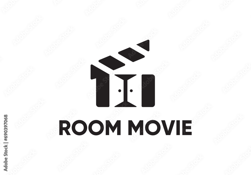 Fototapeta premium minimalist room studio production logo design. real estate, movies, etc.