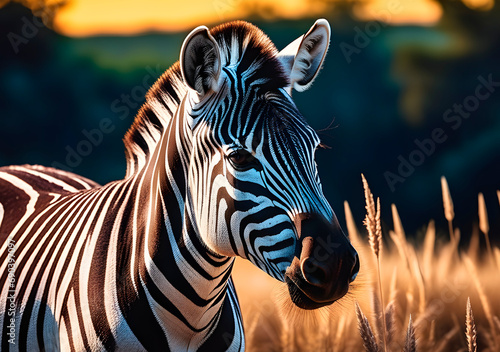 Art life of zebra in nature, block print style. Generative AI