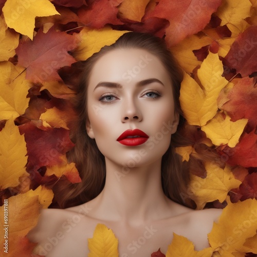 Kobieta w jesiennych liściach