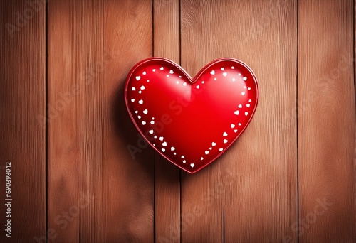 a red heart structure on wood - an illustration for valentines day cards and love related topics