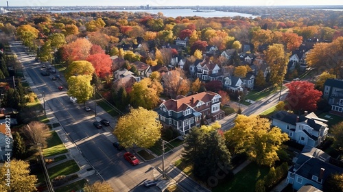 Aerial Bayview Ave. and Rosedale in Autumn Toronto Canada