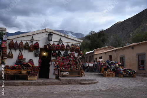 Shops selling artisanal products in Purmamarca, Jujuy, Argentina.