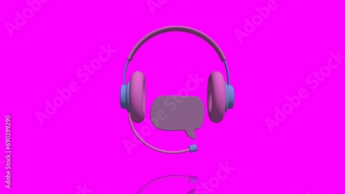 3D call center customer service icon turns on itself