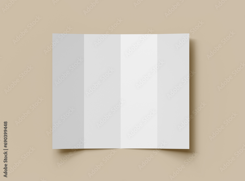 Blank four roll-fold letter size brochure 3d render to present your design Blank four roll-fold letter size brochure 3d render to present your design