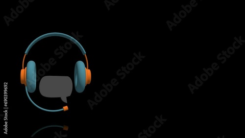 3D call center customer service icon turns on itself