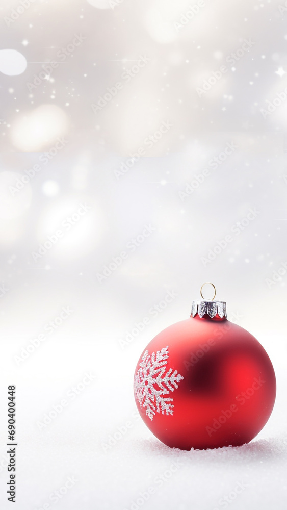 White minimalistic christmas background for smartphones with red christmas ball White minimalistic christmas background for smartphones with red christmas ball