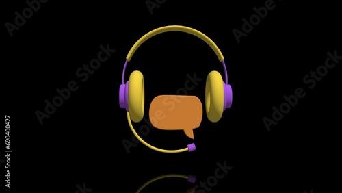 3D call center customer service icon turns on itself