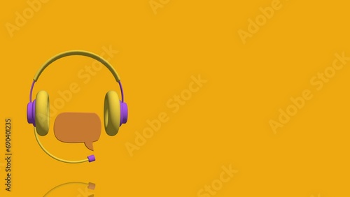 3D call center customer service icon turns on itself