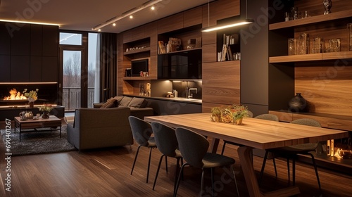 Modern apartment house with wooden elements