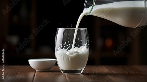 Pouring fresh milk in glass