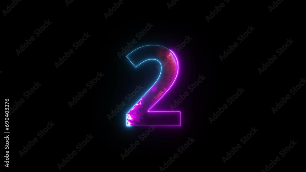 Neon number 2 with alpha channel, number two Neon number 2 with alpha channel, number two