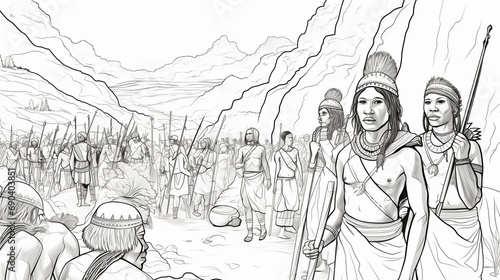 a black and white coloring page of the buriat people  photo