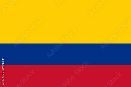 The official current flag of Republic of Colombia. State flag of Colombia. Illustration.