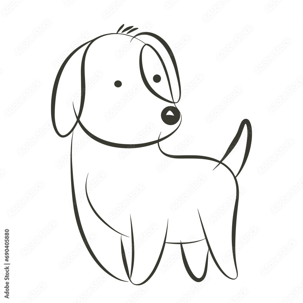 Fototapeta premium Continuous line drawing style of dog head. Dog head one line drawing minimalist design