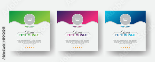 Square client testimonial design template and client testimonial social media post design