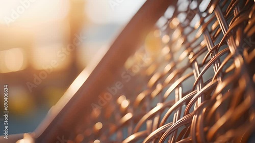A blurred shot of the intricate rattan weaving on the backrest of the lounger, showcasing the attention to detail and craftsmanship put into its construction. photo