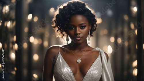 Young Dark-Skinned Girl in a White Dress