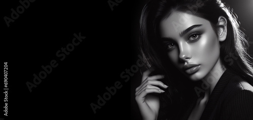 Black and white portrait of a girl on my background.